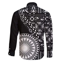 Black Tongan Ngatu Fonulei Pattern Family Matching Long Sleeve Bodycon Dress and Hawaiian Shirt