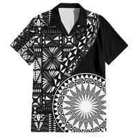Black Tongan Ngatu Fonulei Pattern Family Matching Off Shoulder Maxi Dress and Hawaiian Shirt