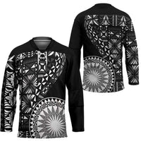 Black Tongan Ngatu Fonulei Pattern Hockey Jersey - Polynesian Pride
