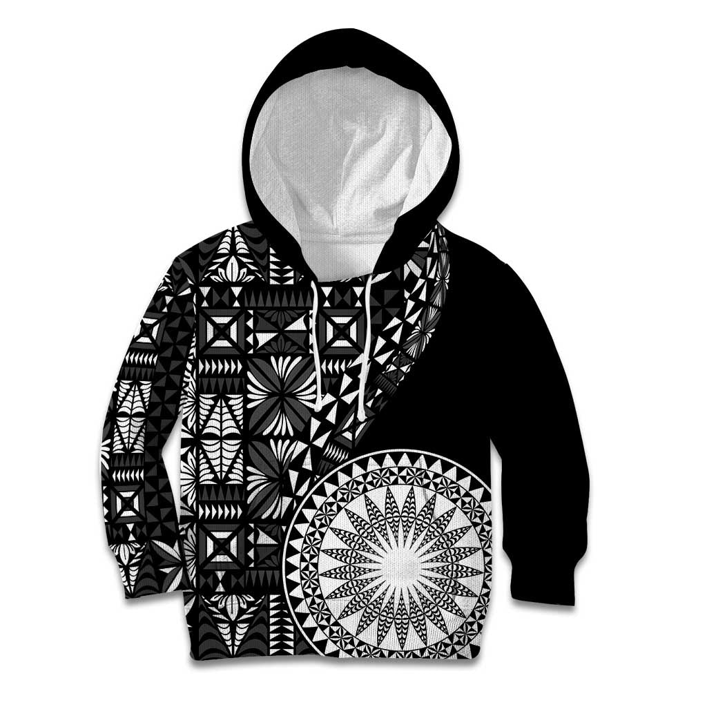 Black Tongan Ngatu Fonulei Pattern Kid Hoodie