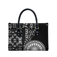 Black Tongan Ngatu Fonulei Pattern Leather Bag - Polynesian Pride