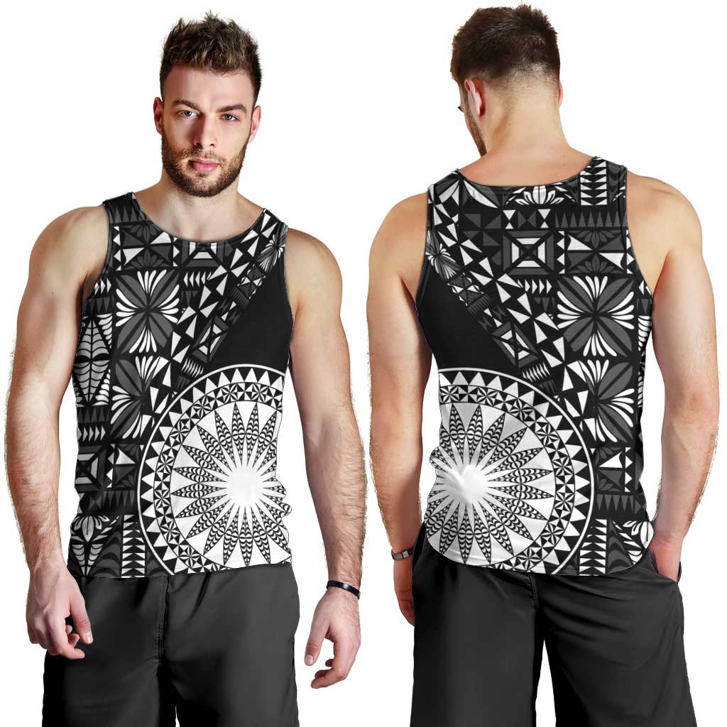 Black Tongan Ngatu Fonulei Pattern Men Tank Top
