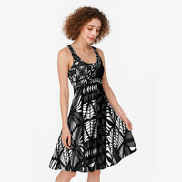 Black Tongan Ngatu Fonulei Pattern Midi Dress - Polynesian Pride