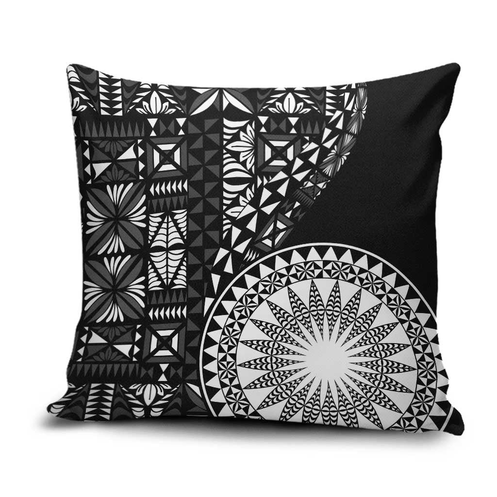 Black Tongan Ngatu Fonulei Pattern Pillow Cover - Polynesian Pride