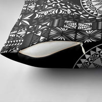 Black Tongan Ngatu Fonulei Pattern Pillow Cover - Polynesian Pride