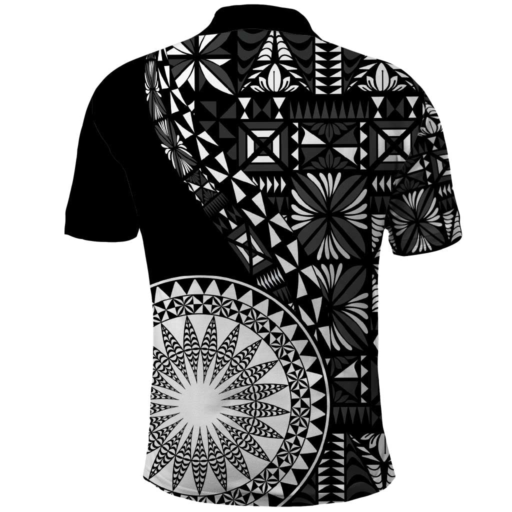 Black Tongan Ngatu Fonulei Pattern Polo Shirt