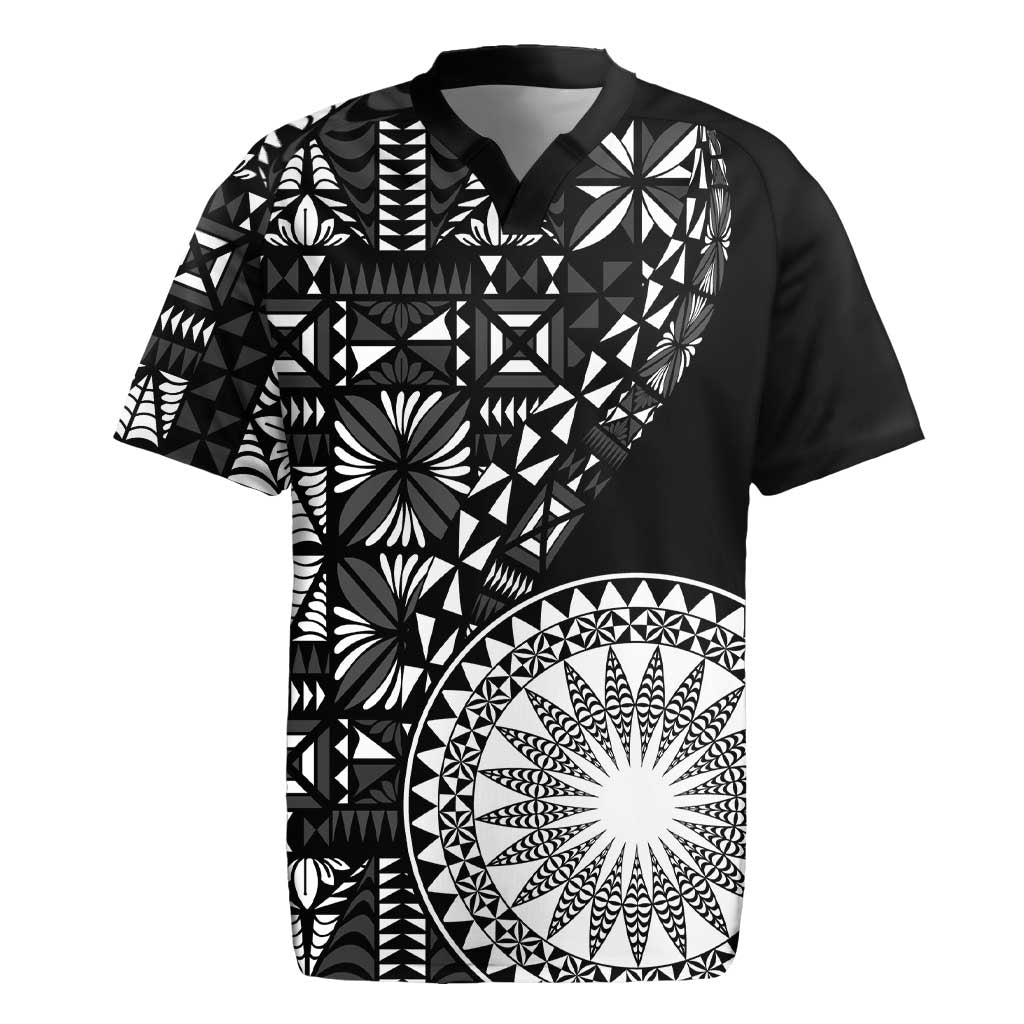 Black Tongan Ngatu Fonulei Pattern Rugby Jersey