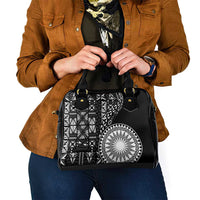 Black Tongan Ngatu Fonulei Pattern Shoulder Handbag