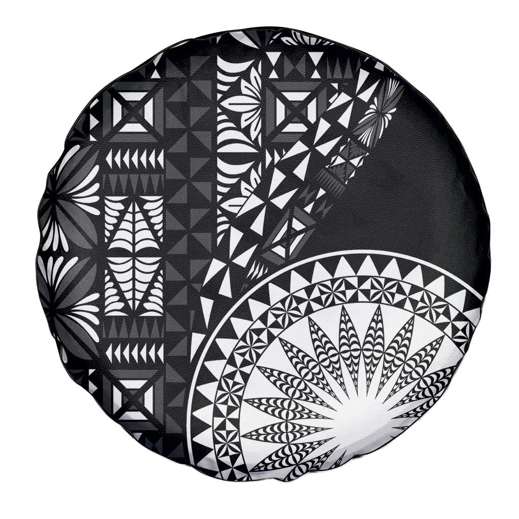 Black Tongan Ngatu Fonulei Pattern Spare Tire Cover