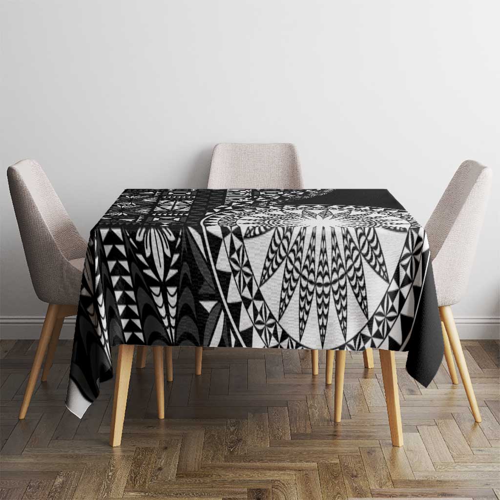 Black Tongan Ngatu Fonulei Pattern Tablecloth