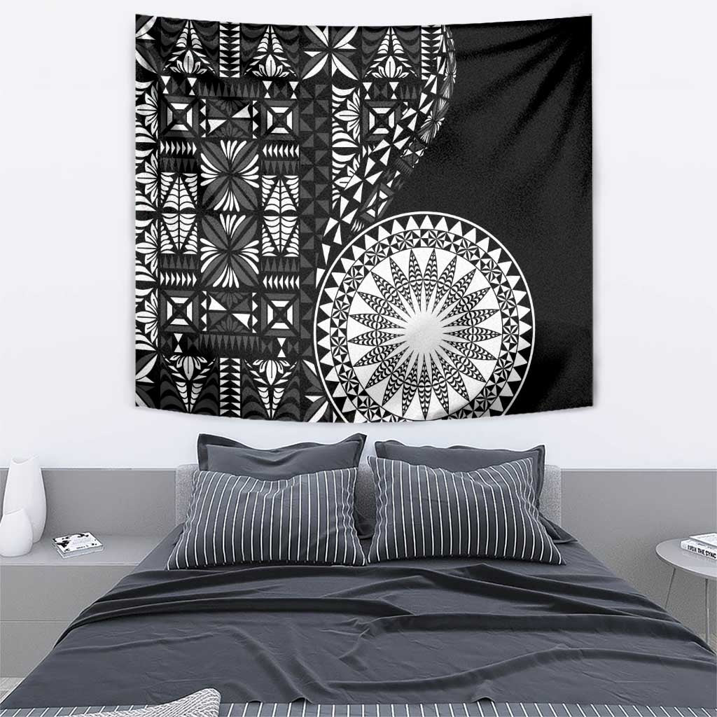 Black Tongan Ngatu Fonulei Pattern Tapestry