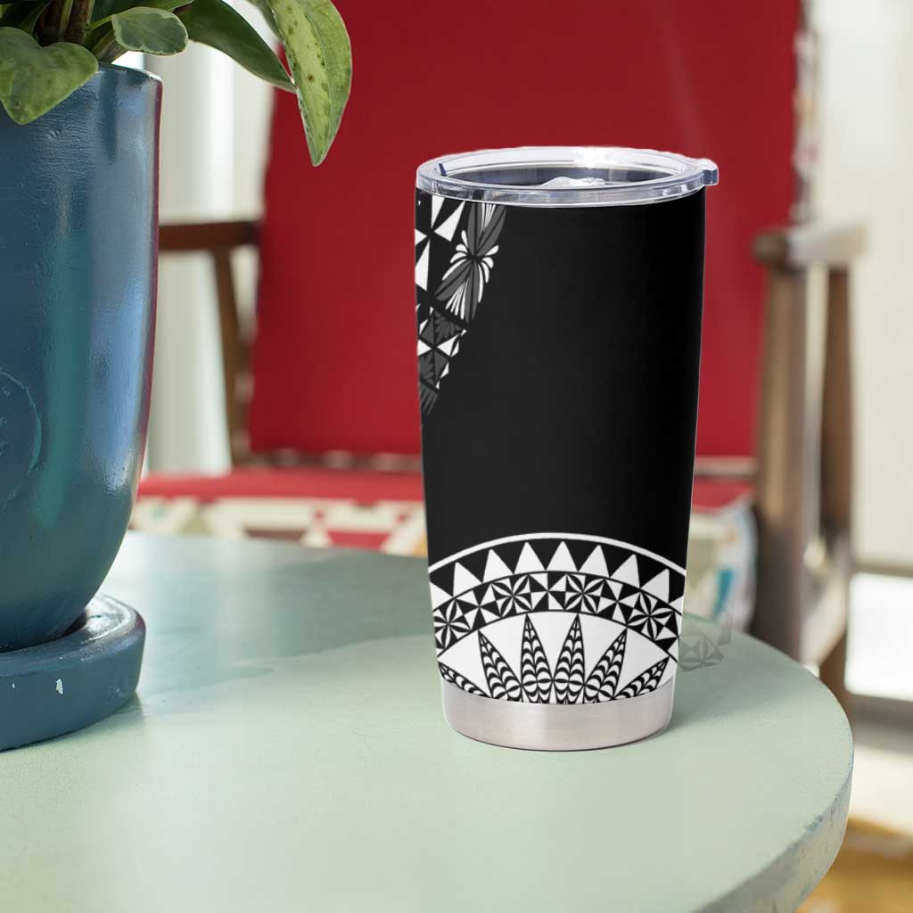 Black Tongan Ngatu Fonulei Pattern Tumbler Cup