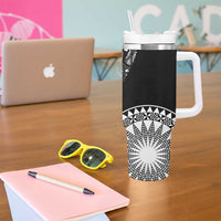 Black Tongan Ngatu Fonulei Pattern Tumbler With Handle