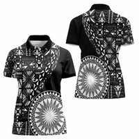 Black Tongan Ngatu Fonulei Pattern Women Polo Shirt
