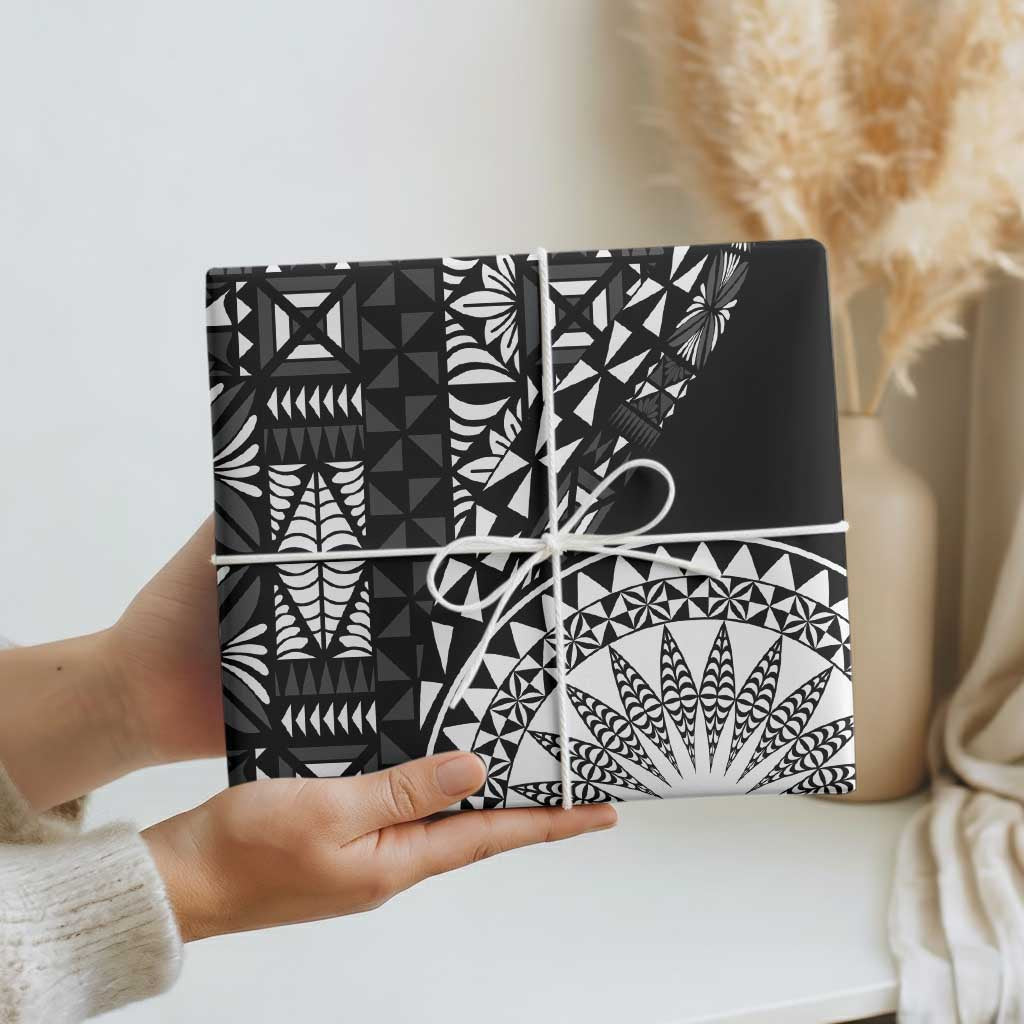 Black Tongan Ngatu Fonulei Pattern Wrapping Paper - Polynesian Pride