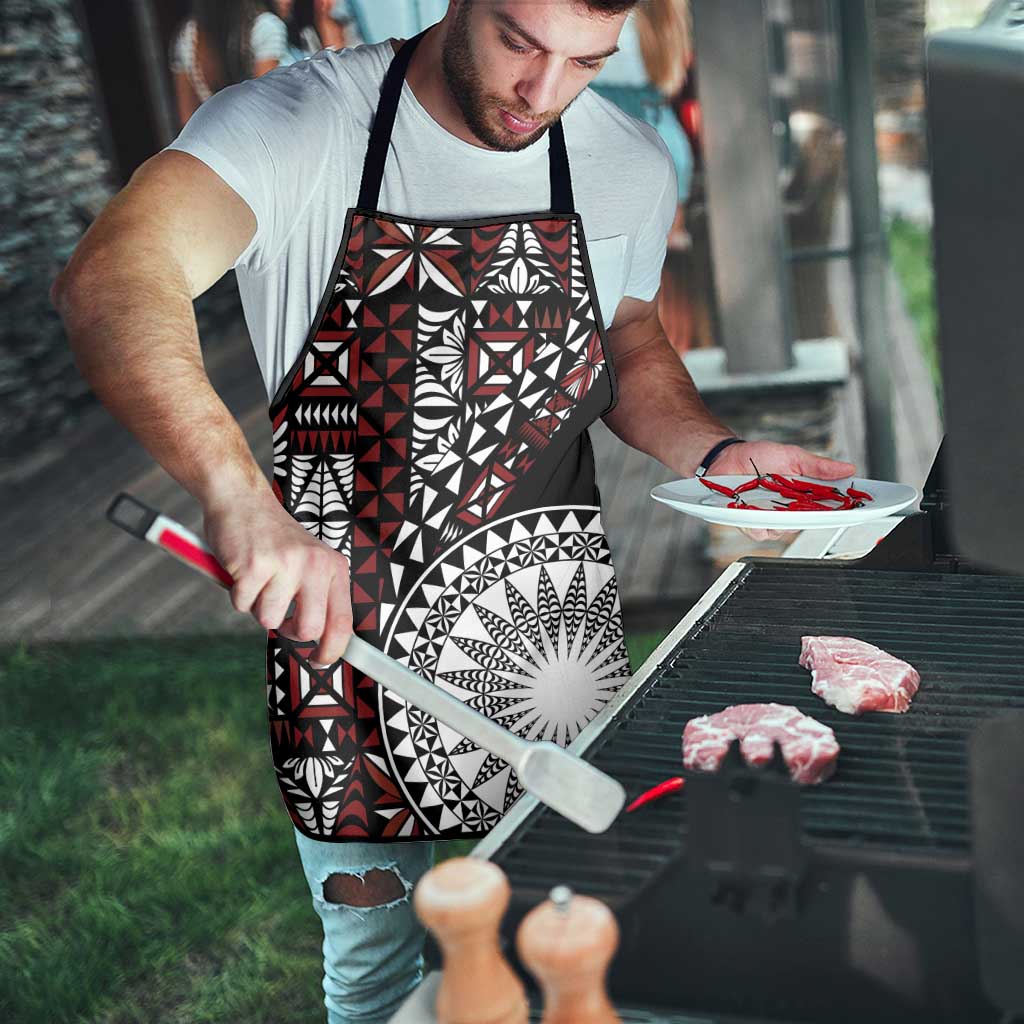 Red Tongan Ngatu Fonulei Pattern Apron - Polynesian Pride