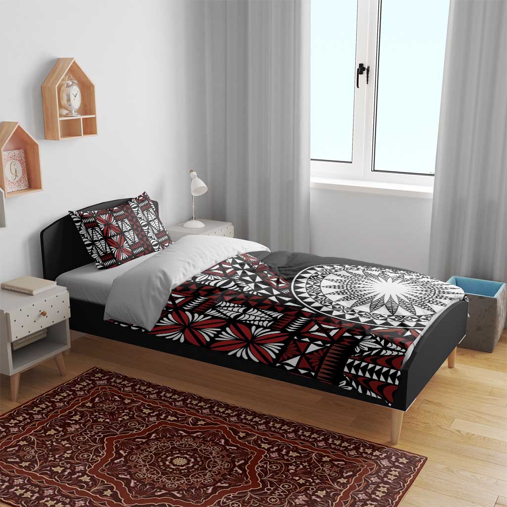 Red Tongan Ngatu Fonulei Pattern Bedding Set
