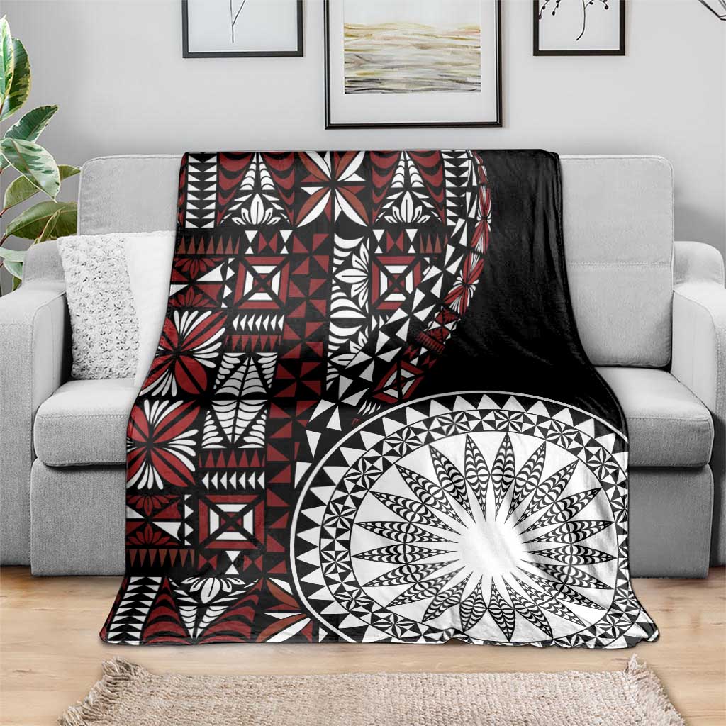 Red Tongan Ngatu Fonulei Pattern Blanket