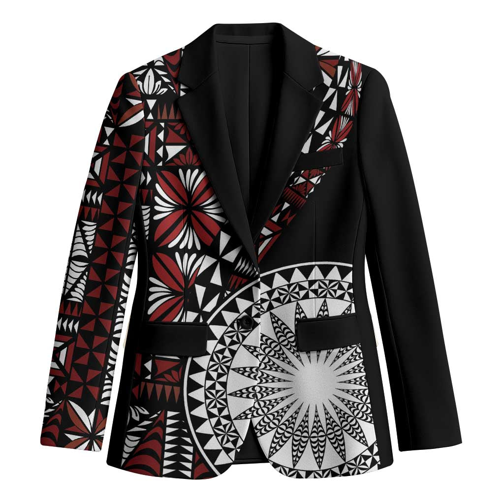 Red Tongan Ngatu Fonulei Pattern Blazer - Polynesian Pride