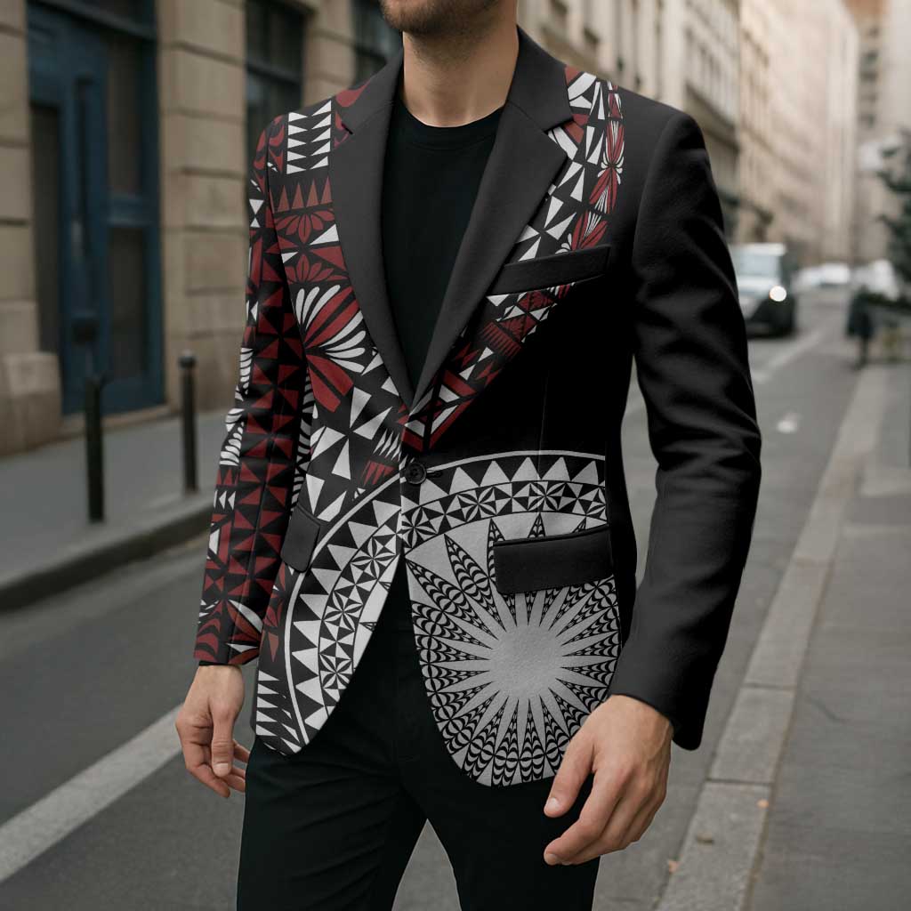 Red Tongan Ngatu Fonulei Pattern Blazer - Polynesian Pride