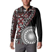 Red Tongan Ngatu Fonulei Pattern Button Sweatshirt