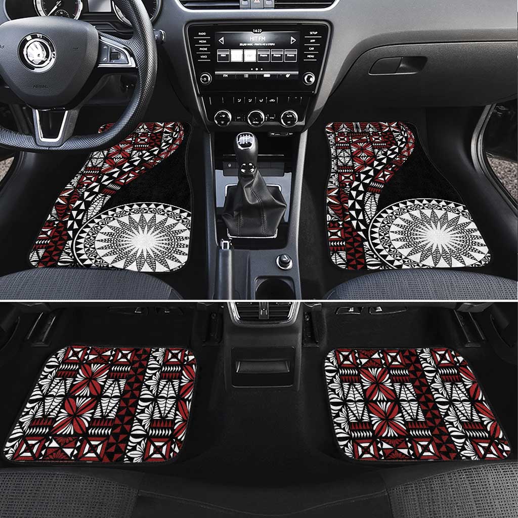 Red Tongan Ngatu Fonulei Pattern Car Mats