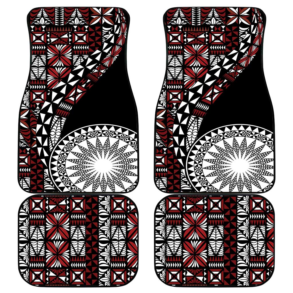 Red Tongan Ngatu Fonulei Pattern Car Mats