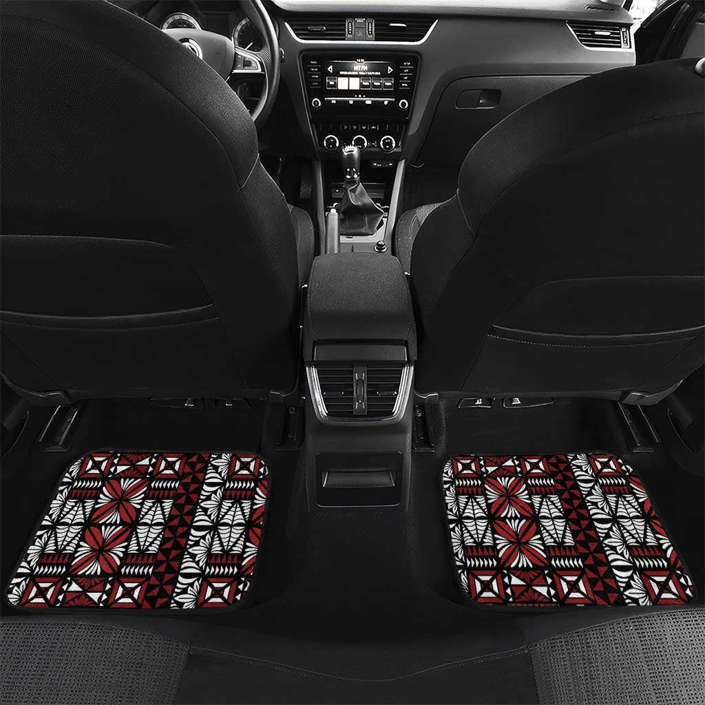 Red Tongan Ngatu Fonulei Pattern Car Mats