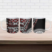 Red Tongan Ngatu Fonulei Pattern Ceramic Mug - Polynesian Pride