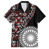 Red Tongan Ngatu Fonulei Pattern Family Matching Summer Maxi Dress and Hawaiian Shirt