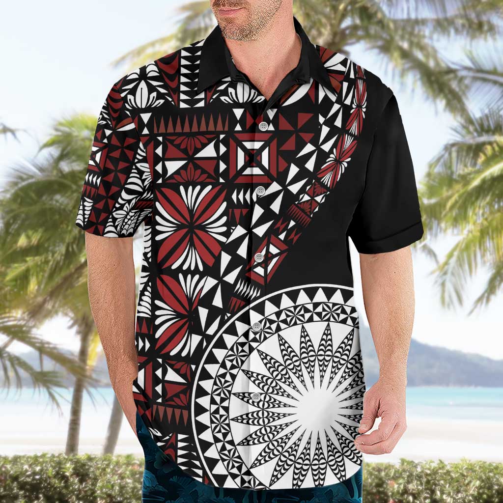 Red Tongan Ngatu Fonulei Pattern Hawaiian Shirt