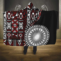 Red Tongan Ngatu Fonulei Pattern Hooded Blanket