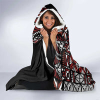 Red Tongan Ngatu Fonulei Pattern Hooded Blanket
