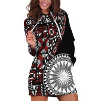 Red Tongan Ngatu Fonulei Pattern Hoodie Dress