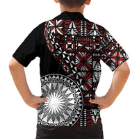 Red Tongan Ngatu Fonulei Pattern Kid Hawaiian Shirt