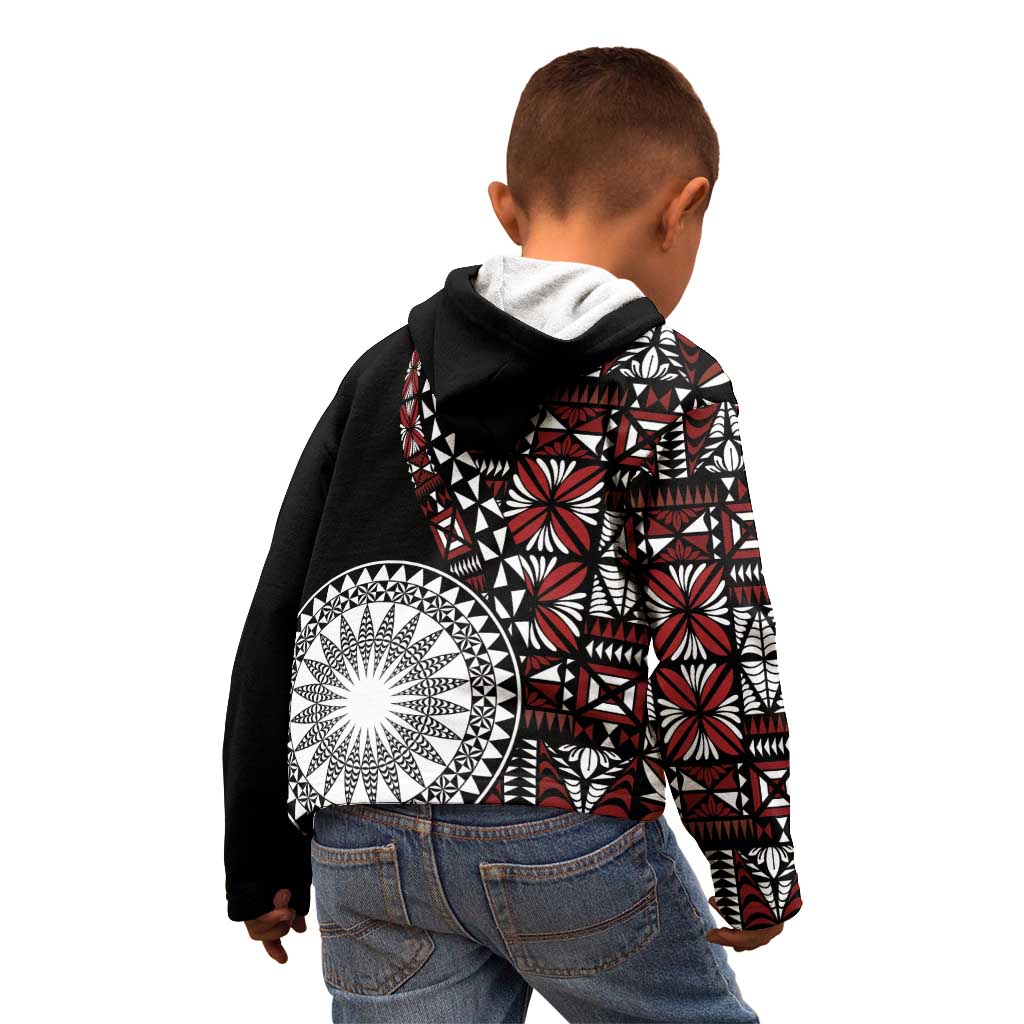 Red Tongan Ngatu Fonulei Pattern Kid Hoodie