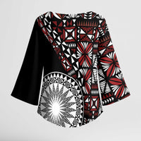 Red Tongan Ngatu Fonulei Pattern Kimono Sleeve Blouse - Polynesian Pride