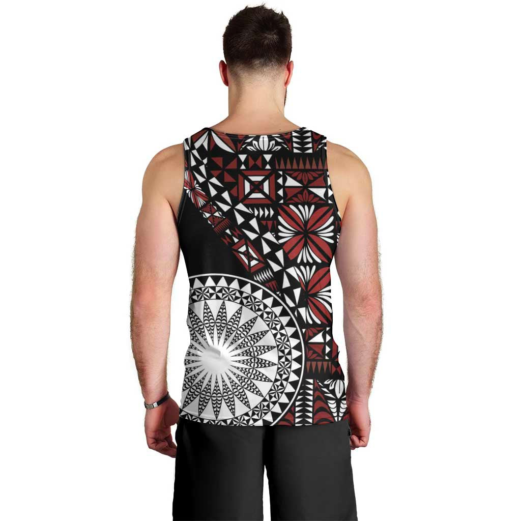 Red Tongan Ngatu Fonulei Pattern Men Tank Top
