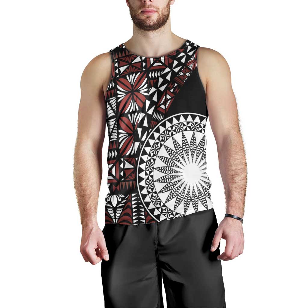 Red Tongan Ngatu Fonulei Pattern Men Tank Top