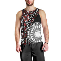 Red Tongan Ngatu Fonulei Pattern Men Tank Top