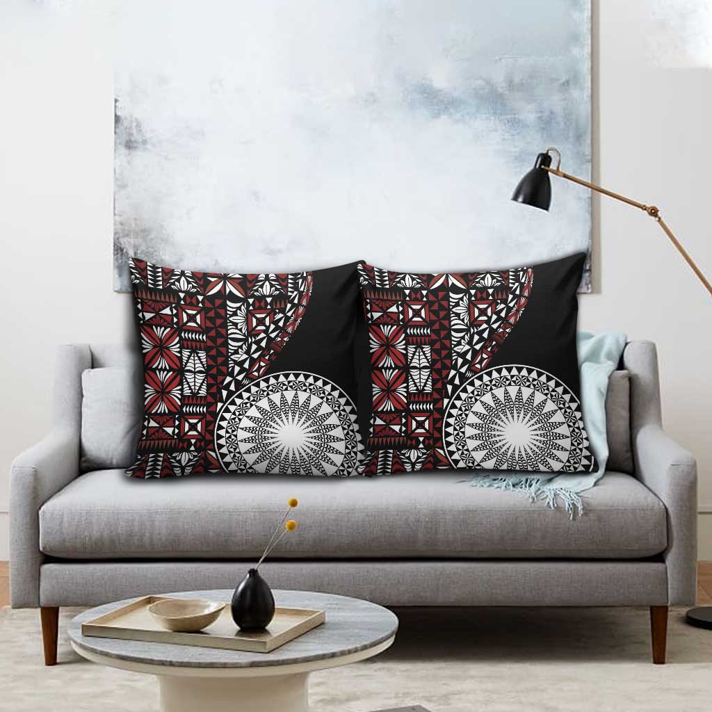 Red Tongan Ngatu Fonulei Pattern Pillow Cover - Polynesian Pride