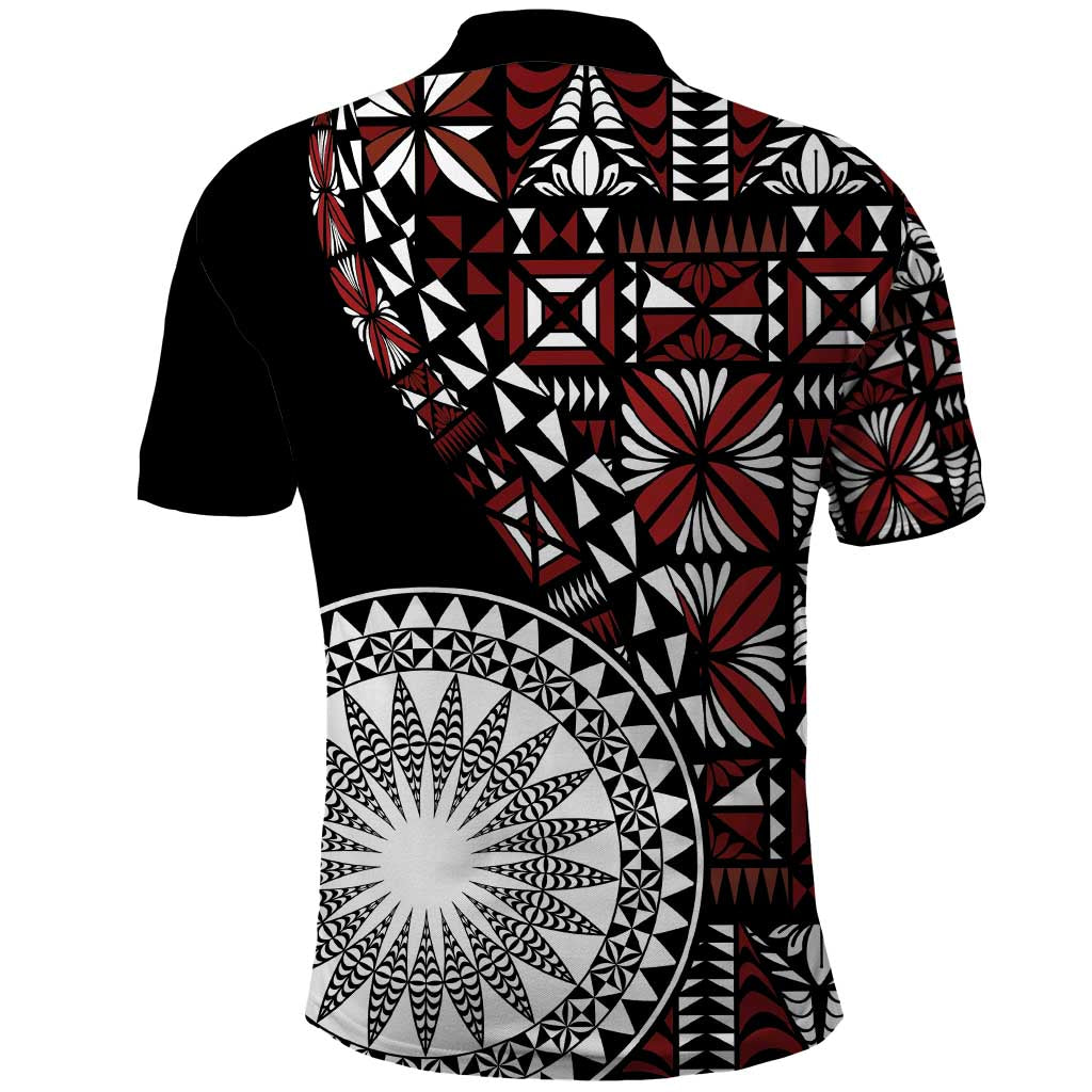 Red Tongan Ngatu Fonulei Pattern Polo Shirt