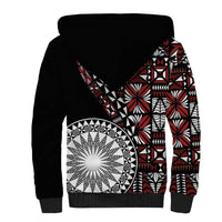 Red Tongan Ngatu Fonulei Pattern Sherpa Hoodie