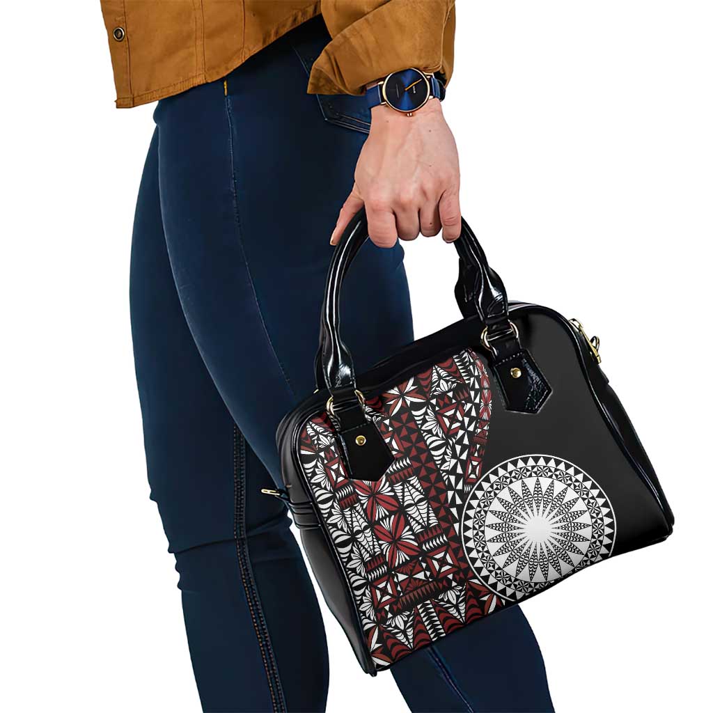 Red Tongan Ngatu Fonulei Pattern Shoulder Handbag