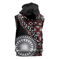 Red Tongan Ngatu Fonulei Pattern Sleeveless Hoodie - Polynesian Pride