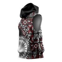 Red Tongan Ngatu Fonulei Pattern Sleeveless Hoodie - Polynesian Pride