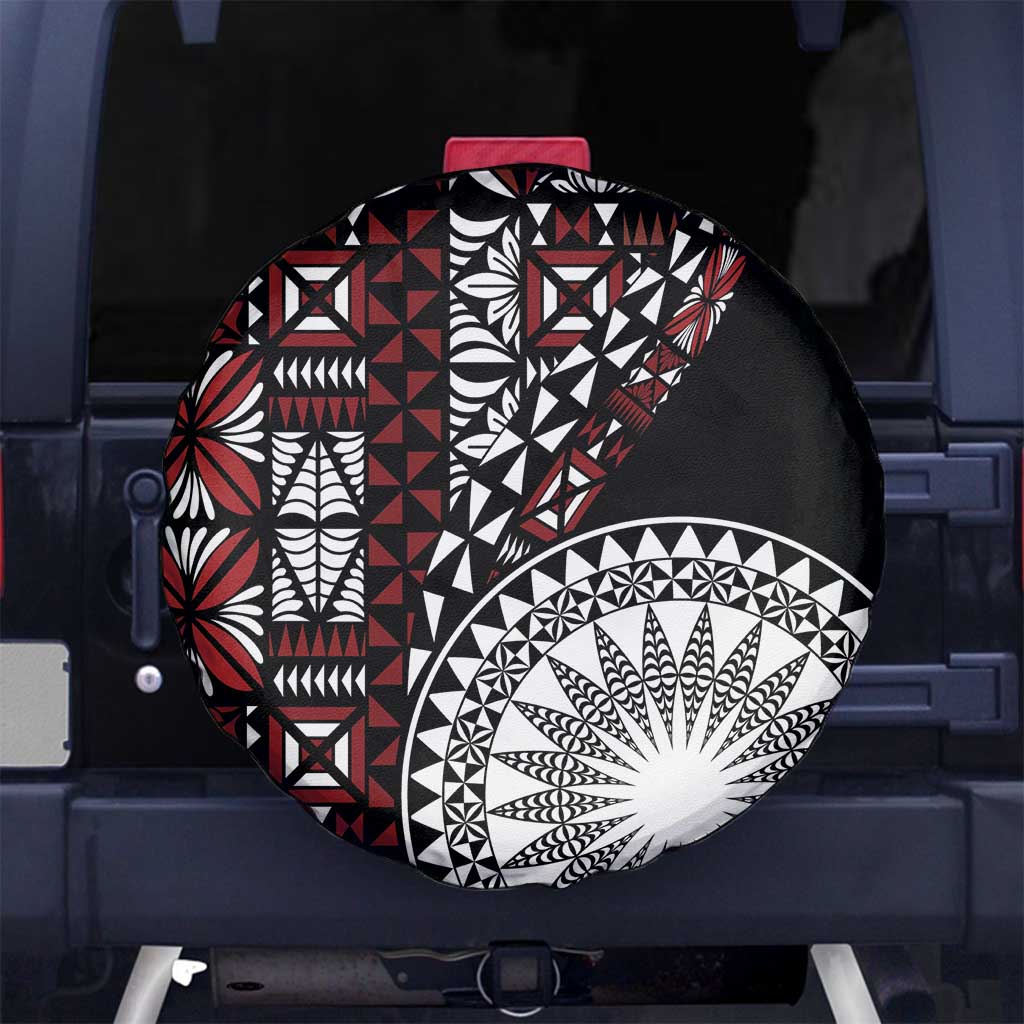 Red Tongan Ngatu Fonulei Pattern Spare Tire Cover
