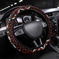 Red Tongan Ngatu Fonulei Pattern Steering Wheel Cover