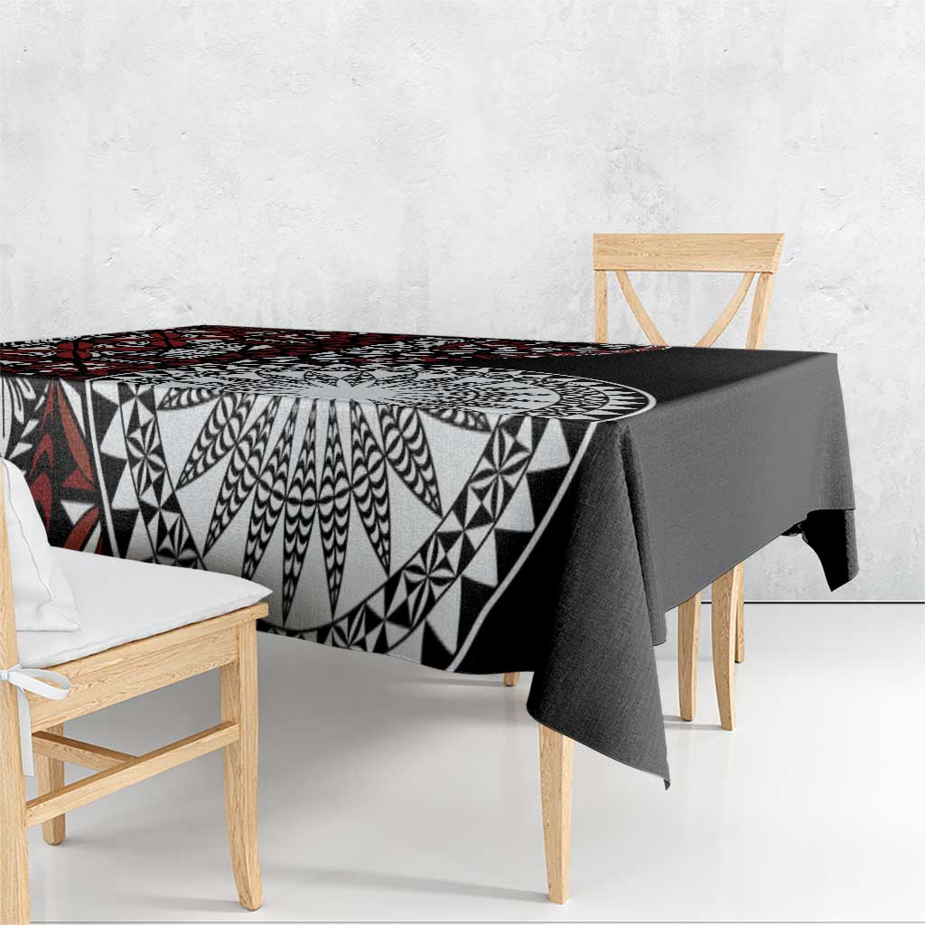 Red Tongan Ngatu Fonulei Pattern Tablecloth