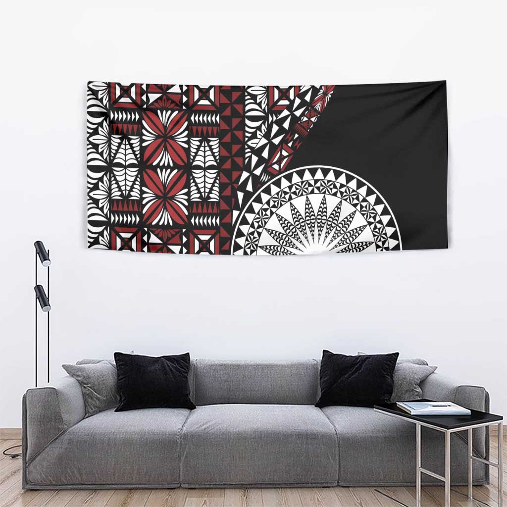 Red Tongan Ngatu Fonulei Pattern Tapestry